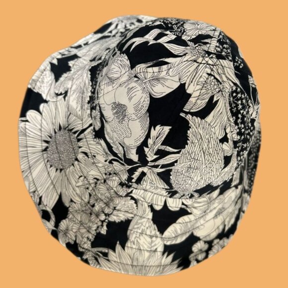 Liberty Of London For Target Sunflower Print Floppy  Sun Hat Black & White - Picture 2 of 10